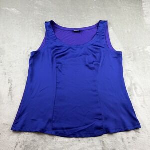 DKNY Donna Karan Women's L Large New York Purple Satin Mixed Media Tank Top